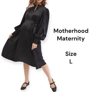 Motherhood Maternity black
SATIN MATERNITY TIE WAIST BABYDOLL DRESS size LARGE